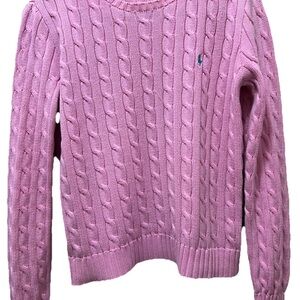 Ralph Lauren Pink Crew Neck Cable Knit Sweater